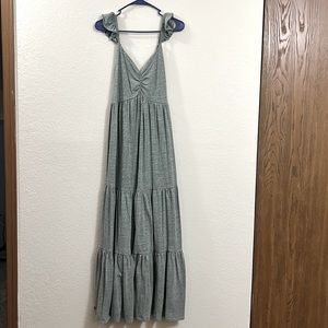 Medium Olive Green Ruffled Maxi Dress